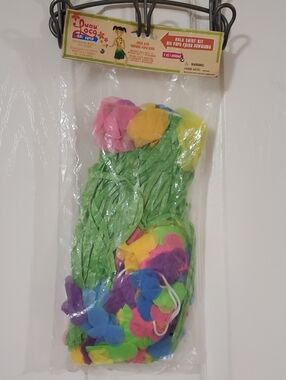 Luau Loco Kids Hula Skirt & Lei Set - Bright Multi-Color Bra And Wristbands